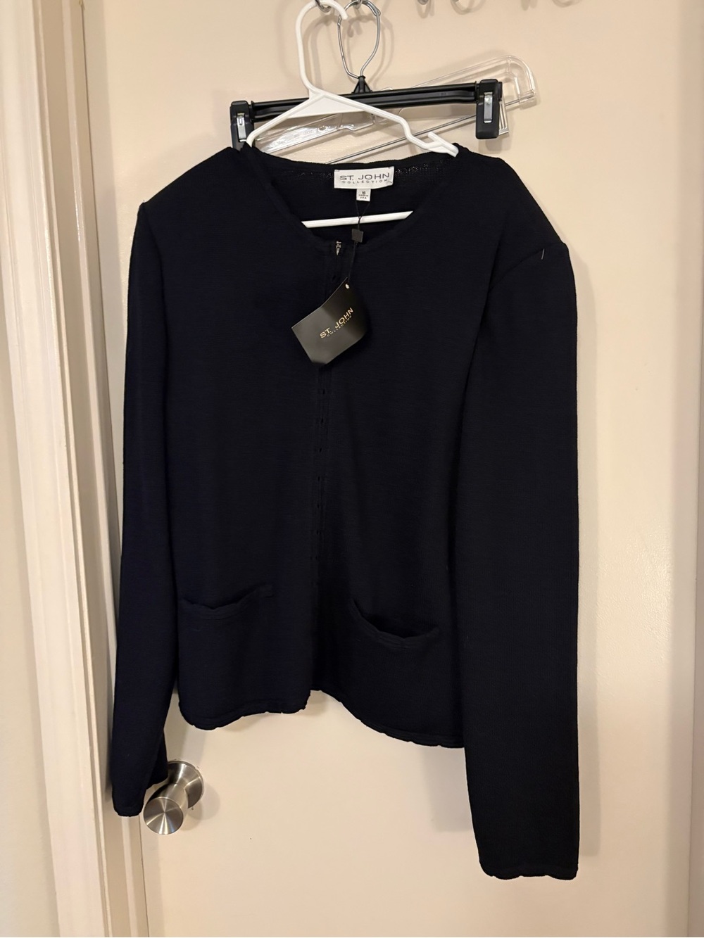 St. John black size 16 Zip-Front Knit Cardigan new msrp 895$